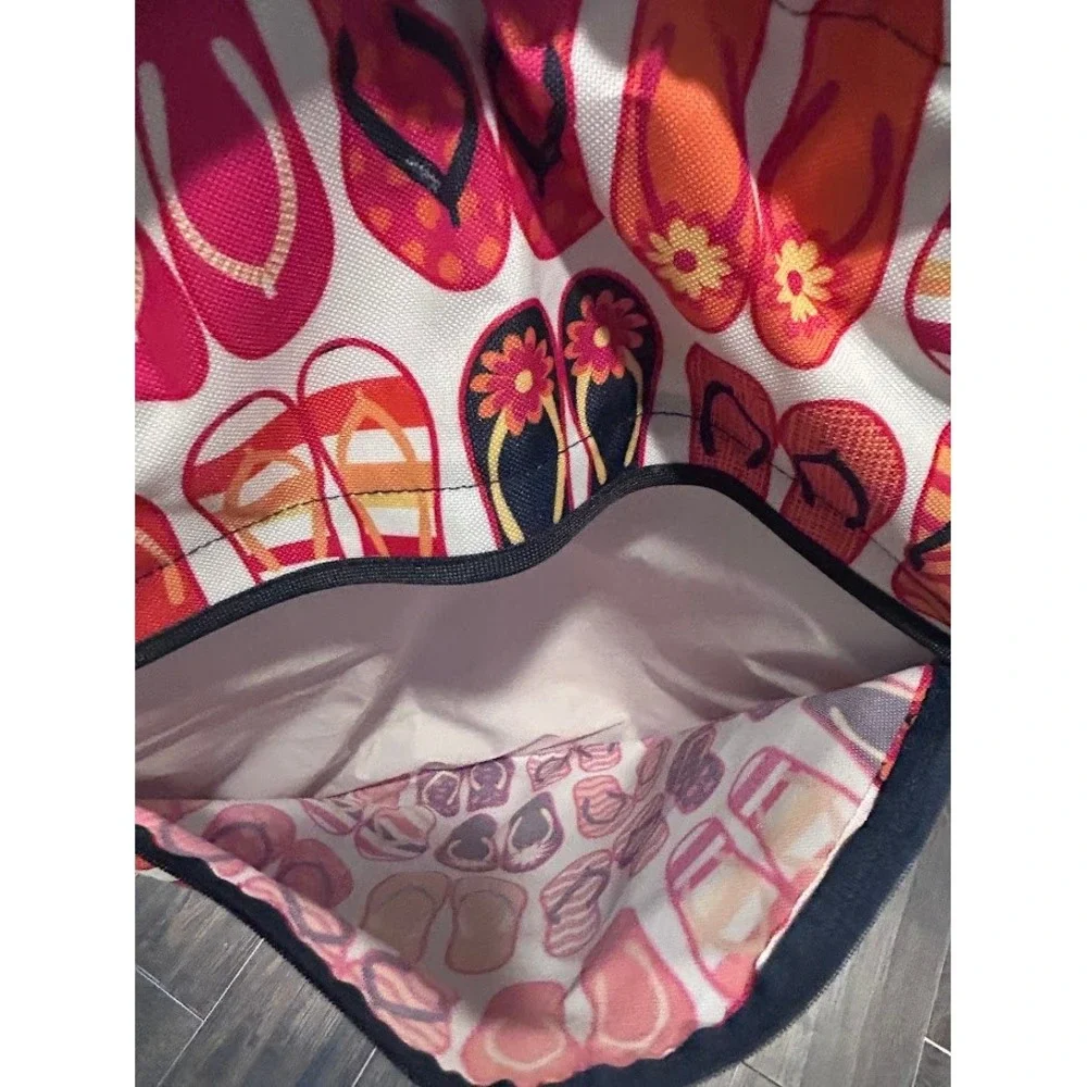 Thirty One Flip Flops Drawstring Backpack‎ Front Zipper Thermal Beach Pool Bag